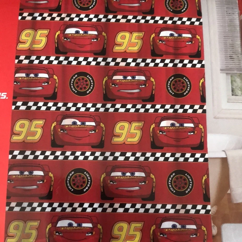 Disney Pixar Cars Lightning McQueen Shower Curtain Set - Red Black